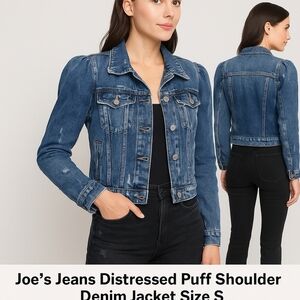 Joe’s Jeans Distressed Puff Shoulder Denim Jacket Size S
